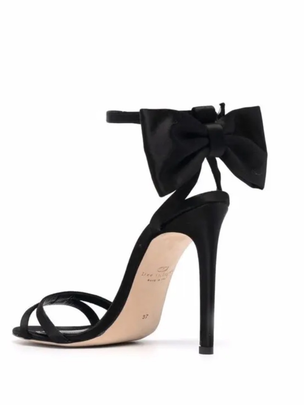 DEE OCLEPPO Black Bow Ankle-Strap Stiletto Sandal